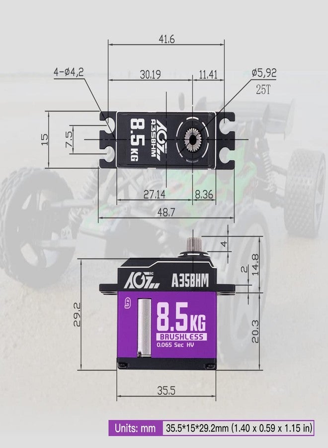 AGFRC 8.5KG Digital RC Steering-Servo-Motor - 0.065Sec High Speed Brushless HV Full CNC Case Titanium Gear Servo for 1/10 1/12 RC Car (A35BHM) - Image 5